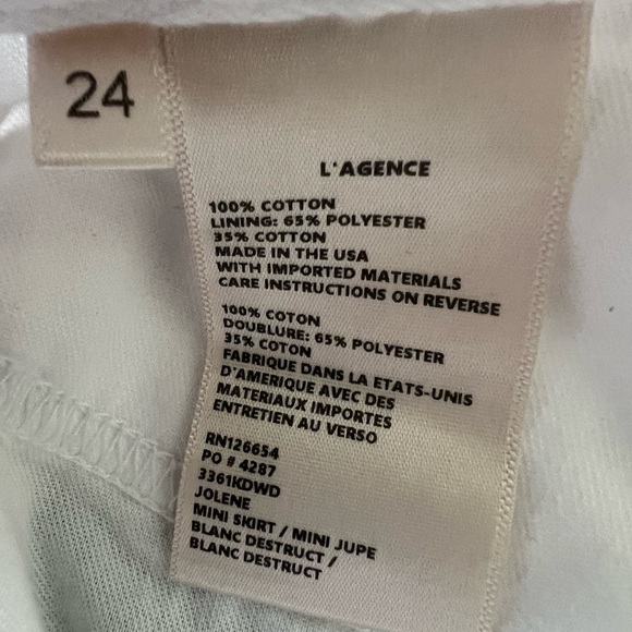 L'AGENCE White Distressed Denim Mini Skirt - Picture 8 of 8